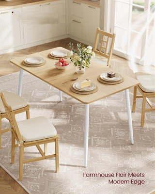 LEDREM Dining Table For 4-6 PeopleKitchen TableModern FarmhouseHeat-Resistant TabletopQuick AssemblyGolden Oak And Cloud White from B&Q