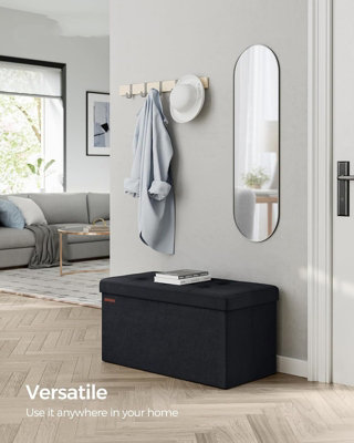 LEDREM Storage OttomanFoldable Small Ottoman Foot Rest38 X 38 Cm Foot StoolOttoman With StorageInk Black from B&Q