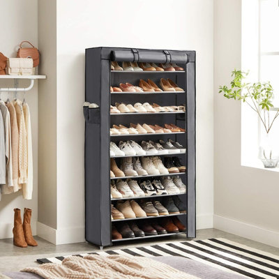 LEDREM 10-Tier Shoe OrganiserDustproof Shoe Cabinet With CoverStorage Rack For Entryway Or ClosetHolds 40-50 PairsGray from B&Q