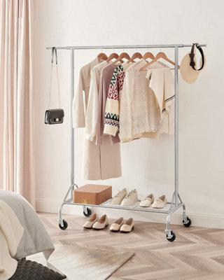 LEDREM Heavy Duty Metal Clothes Rail With Shoes ShelfMaximum Load Of 50 KgChrome from B&Q