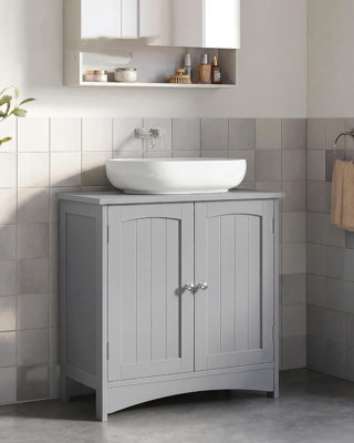LEDREM Under Sink Bathroom Cabinet With 2 DoorsFreestanding Storage Cabinet With Adjustable ShelfFarmhouse StyleDove Grey from B&Q
