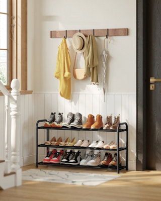 LEDREM Expandable Shoe RackShoe Storage OrganiserAdjustable ShelvesSturdy And Heavy-Duty,3-TierInk Black from B&Q