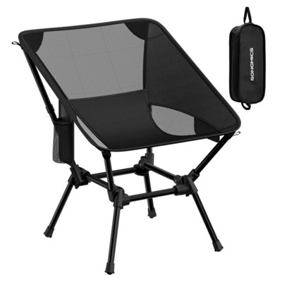 LEDREM Folding Outdoor Camping Chair With Adjustable HeightSteel Frame2 Storage PocketsBlack from B&Q