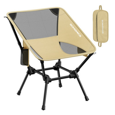 LEDREM Folding Outdoor Camping Chair With Adjustable HeightSteel Frame And 2 Storage PocketsBrown from B&Q