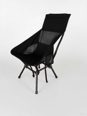LEDREM Folding Outdoor Camping Chair With Adjustable HeightHigh BackrestHeadrestSteel Frame2 Storage PocketsBlack from B&Q