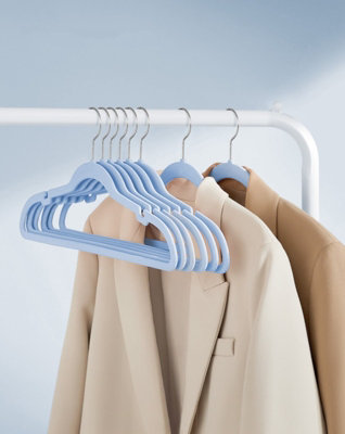 LEDREM Velvet Hangers 50 PackNon-Slip Clothes HangersSuit Hangers With Shoulder NotchesPants Bar,for ClosetBlue from B&Q