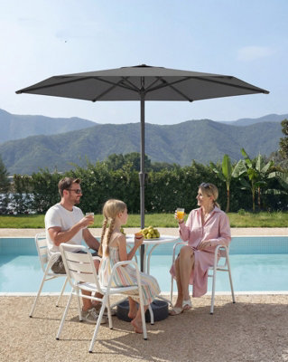 LEDREM Garden Parasol Umbrella,crank Handle For Opening And ClosingFor Outdoor Gardens Pool Balcony PatioBase Not IncludedGrey from B&Q