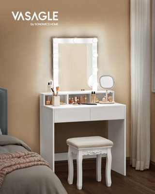 LEDREM Vanity Makeup TableDressing Table With Lighted Mirror3 ColoursModernWhite from B&Q