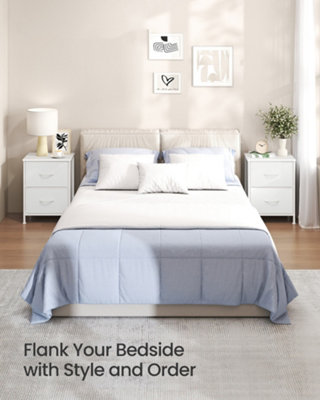 LEDREM Bellah CollectionBedside Table With 2 DrawersSide End Tables,steelSet Of 2ModenCloud White And Snow White from B&Q