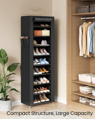 LEDREM 10-Tier Shoes Rack With Dustproof Cover Shoe OrganiserShoe Stand Holds 20 Pairs Of ShoesFor Living RoomHallwayBlack from B&Q
