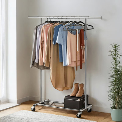 LEDREM Clothes Rack On WheelsHeavy Duty Clothes RailWith Extendable Hanging Rail90 Kg Load CapacityPortable from B&Q
