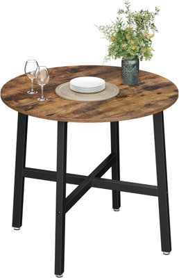 LEDREM Vasagle Dining TableRound Kitchen TableFor Living RoomOfficeIndustrial StyleRustic Brown And Ink Black from B&Q