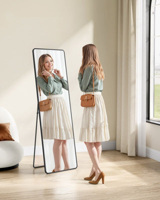 LEDREM Full Length Mirror150 X 40 CmRectangle Full Body Mirror With StandAluminium Alloy Frame Floor Mirror,ink Black from B&Q
