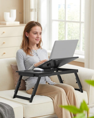 LEDREM Bed Laptop TableBed Desk With Adjustable Angle And HeightFoldable Stand For Laptop Up To 15.6 InchesEbony Black from B&Q