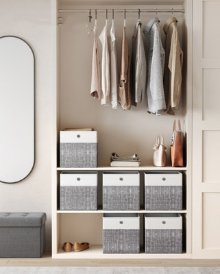 B&Q -  Storage BoxesFabric Organiser Baskets With Pp PanelsFoldable For Cube ShelvesCloud White And Cattail Grey