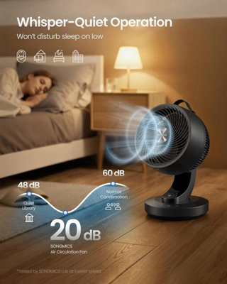 LEDREM Desk Fan With Remote8 SpeedsQuiet OperationOscillating Air Circulator For BedroomLed DisplayBlack from B&Q