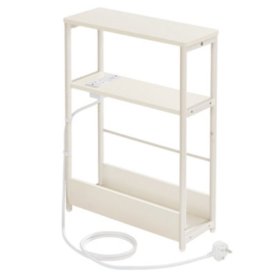 LEDREM Slim Side Table With Charging Station3-Tier Narrow Bedside TableEnd Table For Small Spaces,cream White from B&Q