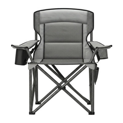 Ledrem Oversized Camping ChairHeavy-Duty Outdoor Folding Chair Comfortable Lumbar SupportGrey from B&Q