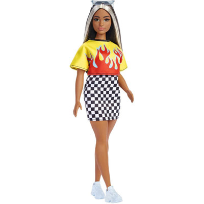 Barbie Fashionistas Doll 179 Curvy Long Highlighted Hair & Flame Crop Top Mattel - Image 5