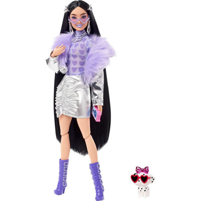 Barbie Extra Doll in Metallic Jacket and Matching Skirt with Pet Puppy - Image 3