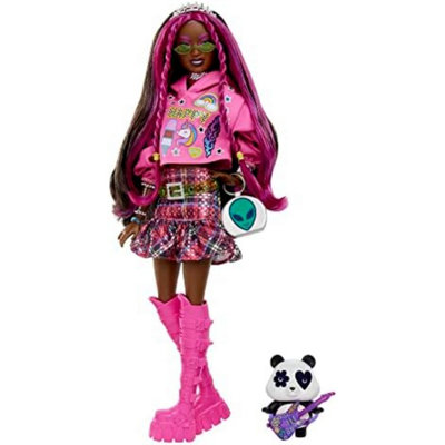 Barbie Extra Fashion Doll with Pink-Streaked Brunette Hair in Graphic Hoodie - Image 4