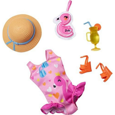 Barbie Fashion Pack, Preschool Doll Clothes with Swimsuit and Beach Accessories - Image 6