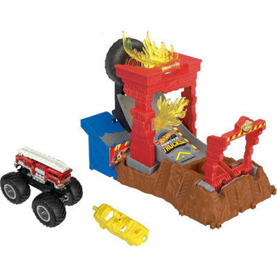 Joom Hot Wheels Red Monster Truck Fire Crash Challenge Car Includes 1 Monster Truck Hnb90 [Miniature Playset] [Ages 4+] - Image 3