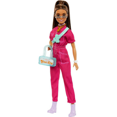 Barbie Fashionistas Doll with Pink Jumpsuit Brown Hair and High Pony Tail - Image 3