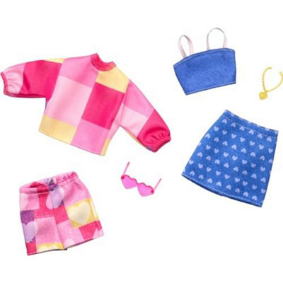 Barbie Fashions Clothing Set With 2 Outfits For Fashion Doll Including Pink & Blue Inspired Skirt Shorts 2 Tops & 2 Accessories - Image 4