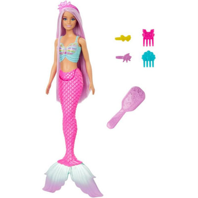 ​Barbie Mermaid Doll with 7-Inch-Long Pink Fantasy Hair | with Colorful Accessories for Styling Play like Headband and Barrettes, HRR00 - Image 4