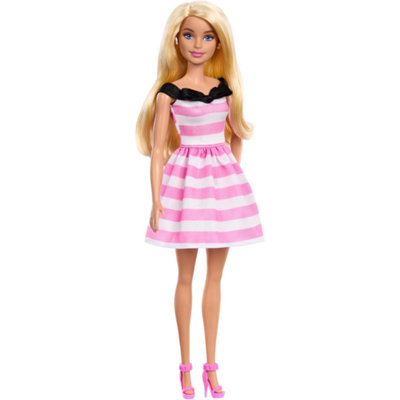 Barbie Pink & White Stripe Dress Anniversary Doll New (Box Damaged) - Image 3