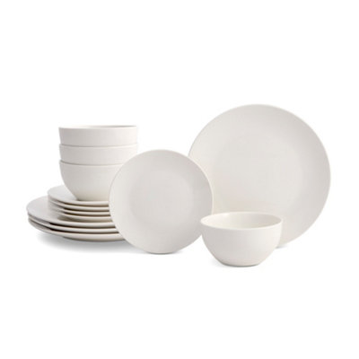 Cookshop Plain White Porcelain 12-Piece Dinnerware Set, 33% Off