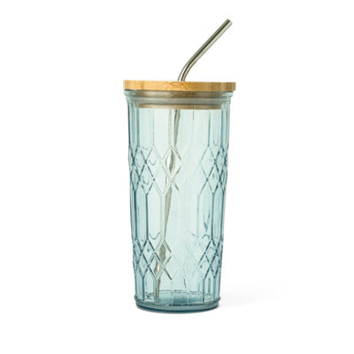 B&Q -  Light Blue Glass 520Ml Tumbler