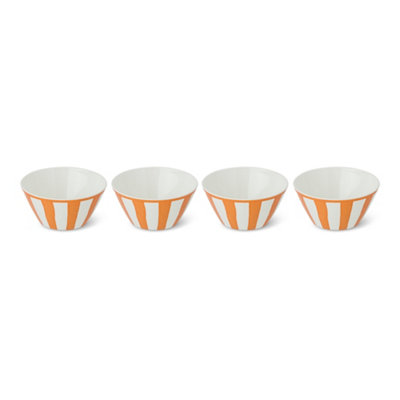 Manna Striped Orange Plastic Bowl Set Of 4 from B&Q