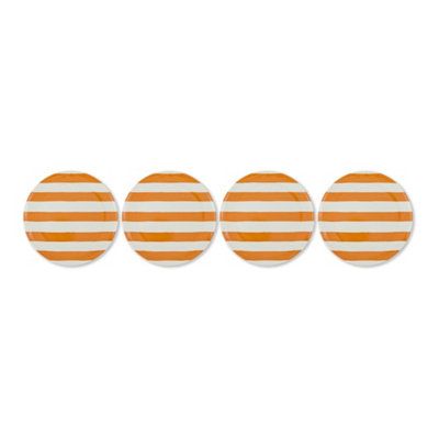 Manna Striped Patterned Orange Plastic 4 Piece Side Plate Set from B&Q