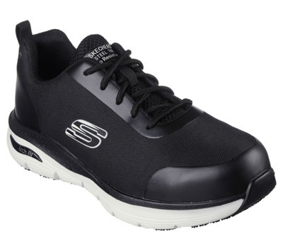 Skechers Arch Fit Sr Ringstap Safety Trainer Black/white from B&Q