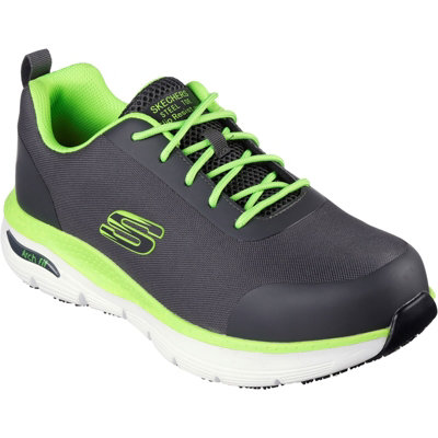 Skechers Arch Fit Sr Ringstap Safety Trainer Charcoal/lime from B&Q