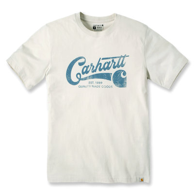 Carhartt Force Relaxed Fit Lightweight Short Sleeve Script Graphic T-Shirt Oat Milk S from B&Q