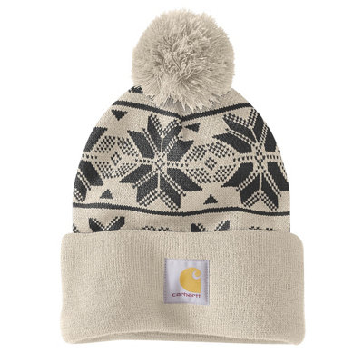 Carhartt Knit Pom Jacquard Beanie Oat Milk from B&Q