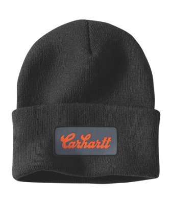 Carhartt Knit Cuffed Script Patch Beanie Black from B&Q
