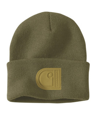 Carhartt Knit Cuffed C Patch Beanie Dark Bronzed Green from B&Q