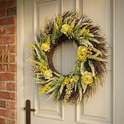 Garden Greatness Springtime Yellow Floral Door Wreath from B&Q
