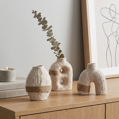 Garden Greatness Maison Textured Stoneware Loop Vase Trio from B&Q