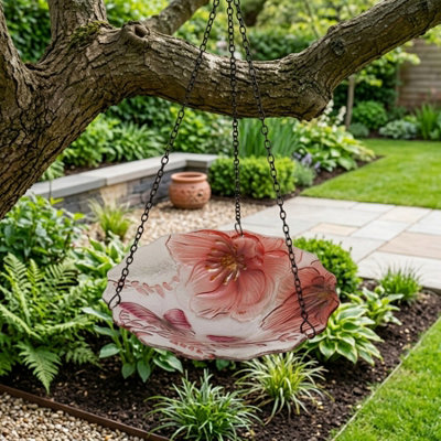 Butterfly Floral Hanging Bird Feeder Bath