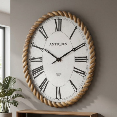 Garden Greatness Antiques Roman Rope Effect Wooden Clock from B&Q