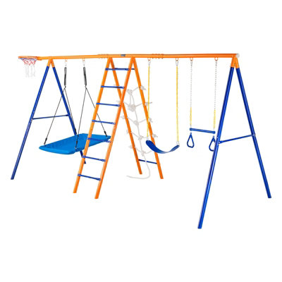 VEVOR Swing Sets for Backyard 6 in 1 Swing Set 440lbs Capacity Metal Swingset - Image 2