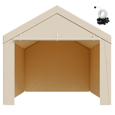 VEVOR Carport Replacement Canopy, 10 x 20 ft Potable Garage Tent Top Tarp with Sidewalls, UV-Resistant & Waterproof, Heavy Duty Car Shelter Tarp with Ball Buggees, Beige, Frame Not Included - Image 3