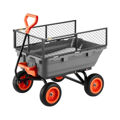 Vevor Garden Dump Cart, 800 Lbs Poly Dump Cart, Garden Carts Dumps Wagon With Storage Fence, Yard Wagon For Plants, Soil