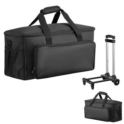 Vevor Rolling Dj Cable Bag, 1680D, Padded File Gig Bag With Wheels, 6 Detachable Divider, Travel Storage Music Gear Case