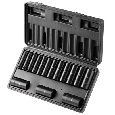 Vevor 3/8" Drive Impact Socket Set, 15 Piece Deep Socket Set Metric 8-22mm, 6 Point Cr-Mo Alloy Steel For Auto Repair